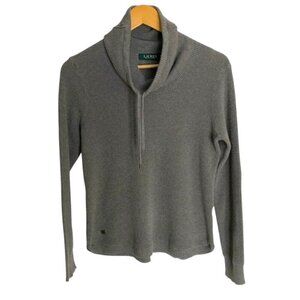 Ralph Lauren Gray Waffle Knit Cowl Neck Pullover Medium